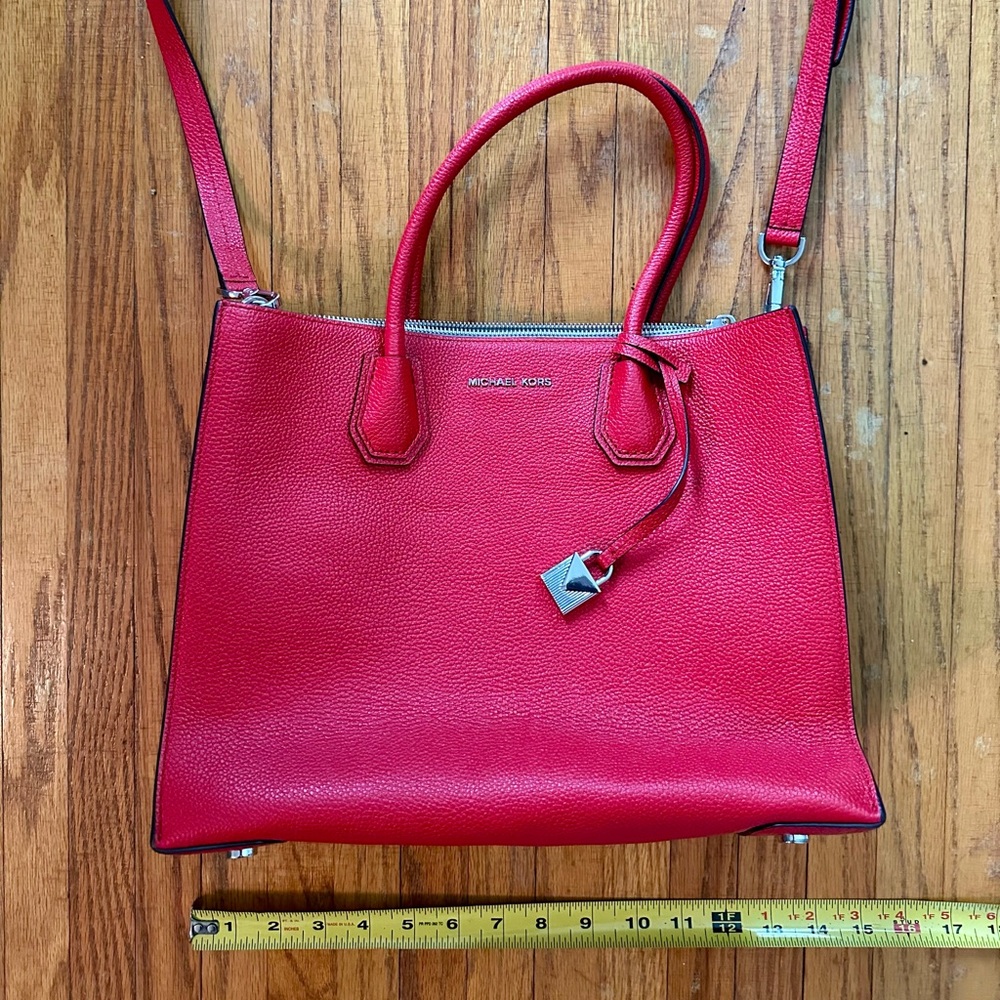 Michael Kors Red Leather Small Tote Bag Purse